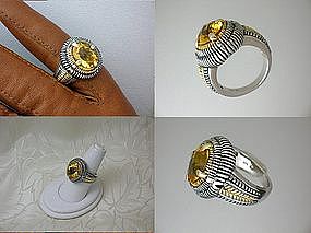 Ring 14K Gold Citrine Sterling Silver