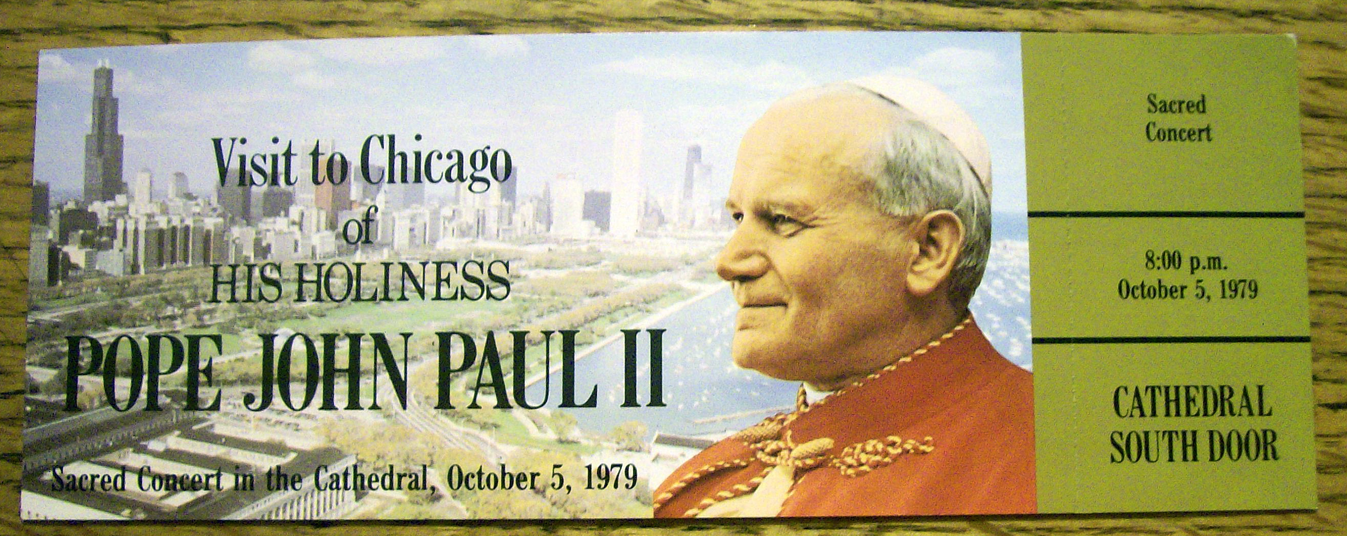 Pope John Paul II Concert Ticket October 5, 1979