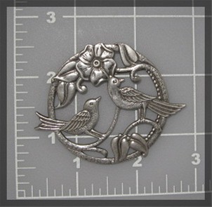 Sterling Silver Love Birds Brooch Pin