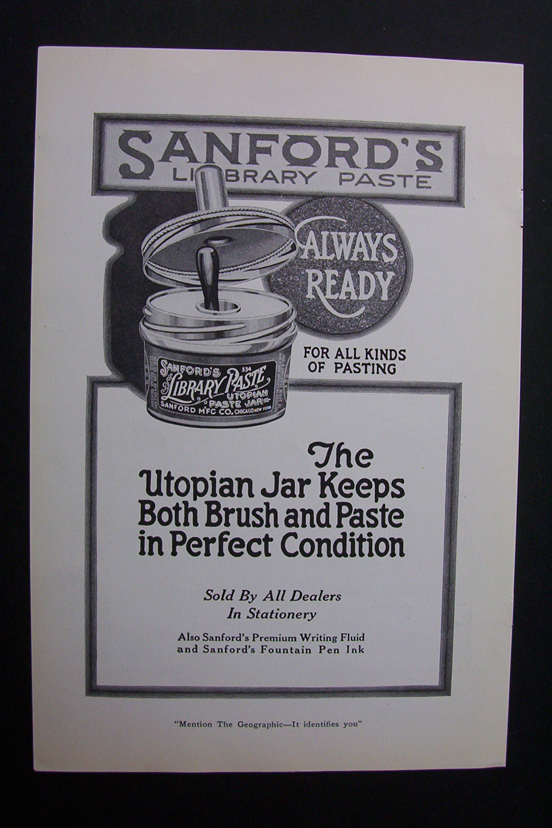 1920 Dual Ad: Puffed Wheat & Sanford's Library Paste
