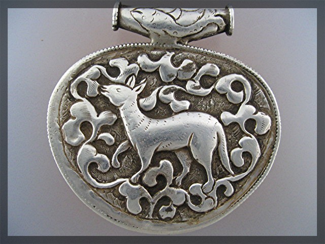 Pendant Sterling Silver Turquoise Coral Animals Nepal
