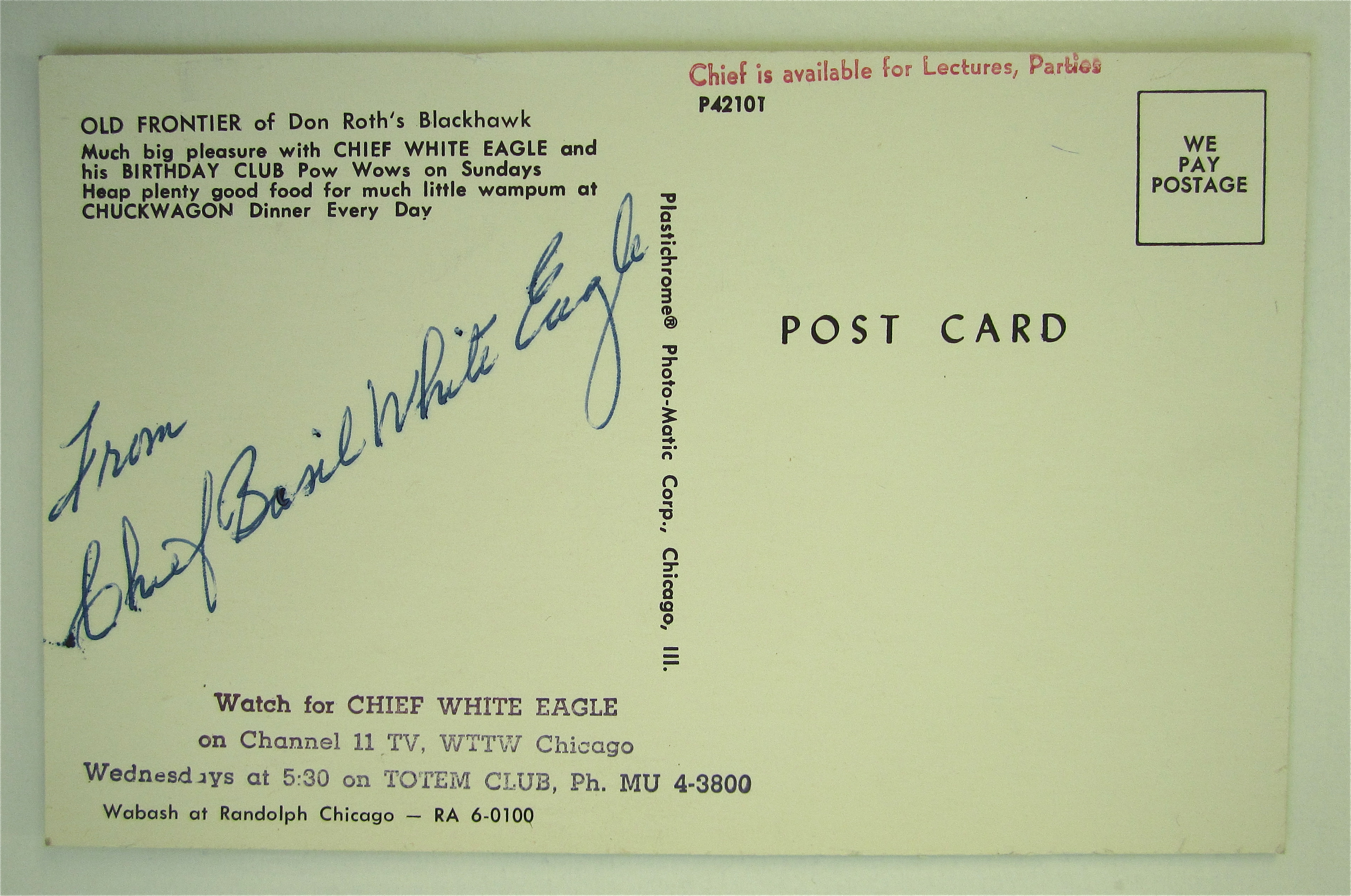 Chief White Eagle Postcard