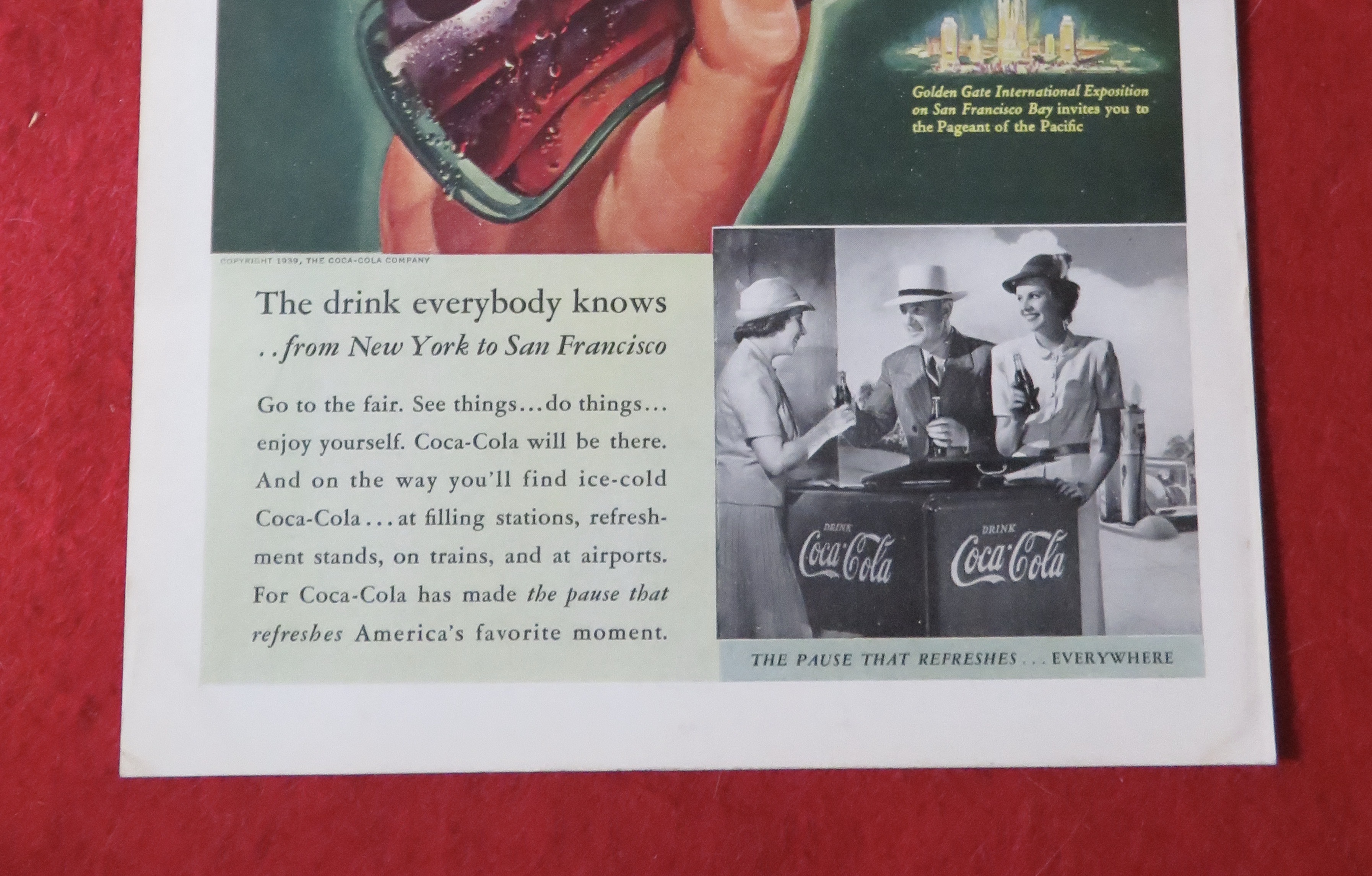1939 Coca Cola (Coke) with the World's Fairs
