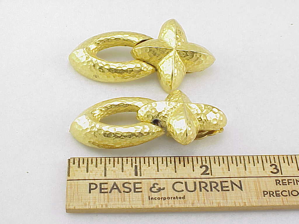 Givenchy Gold Matte Hand Hammered Look Long Clip Earrings