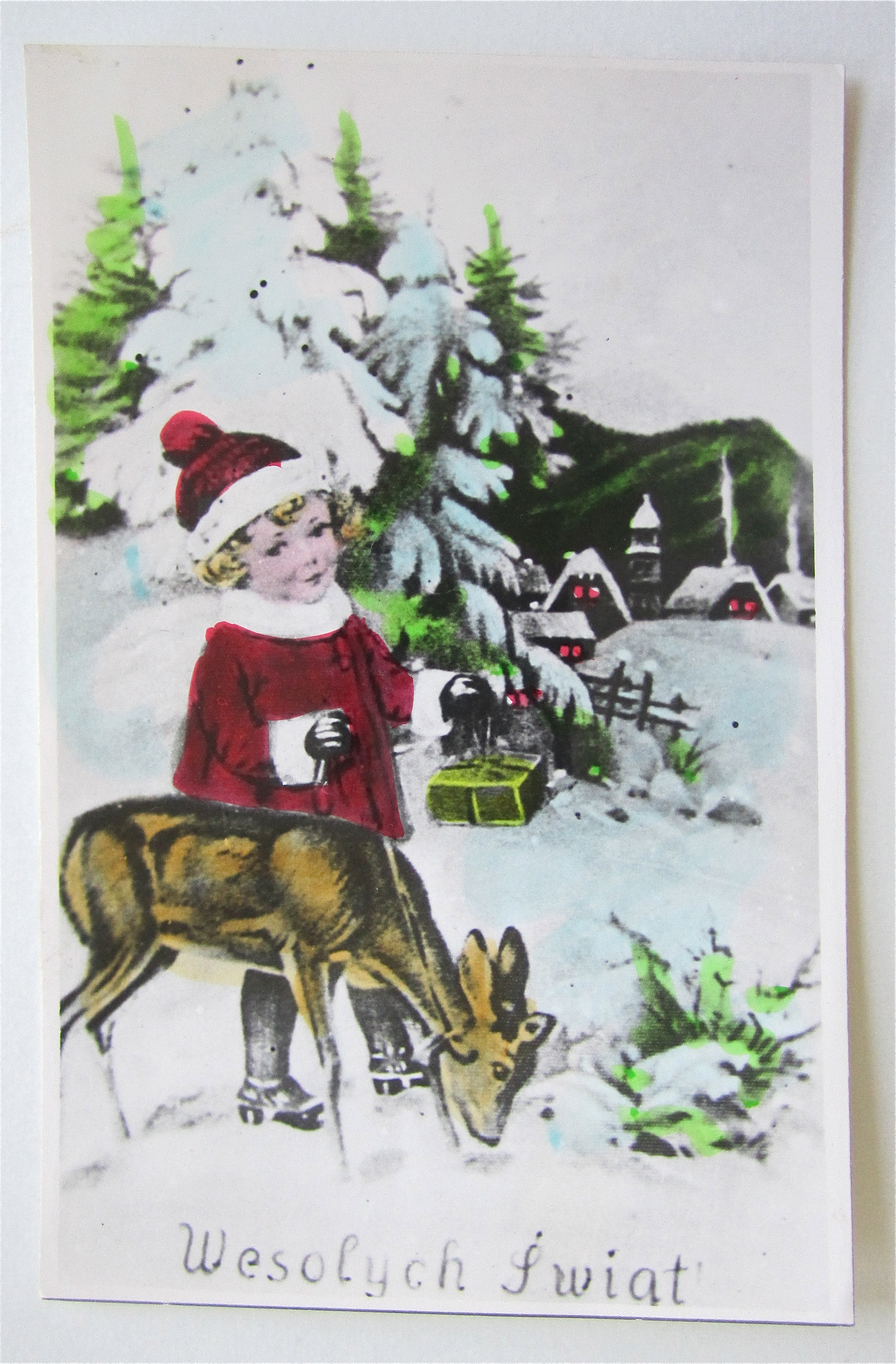 Little Girl Watching A Deer Postcard