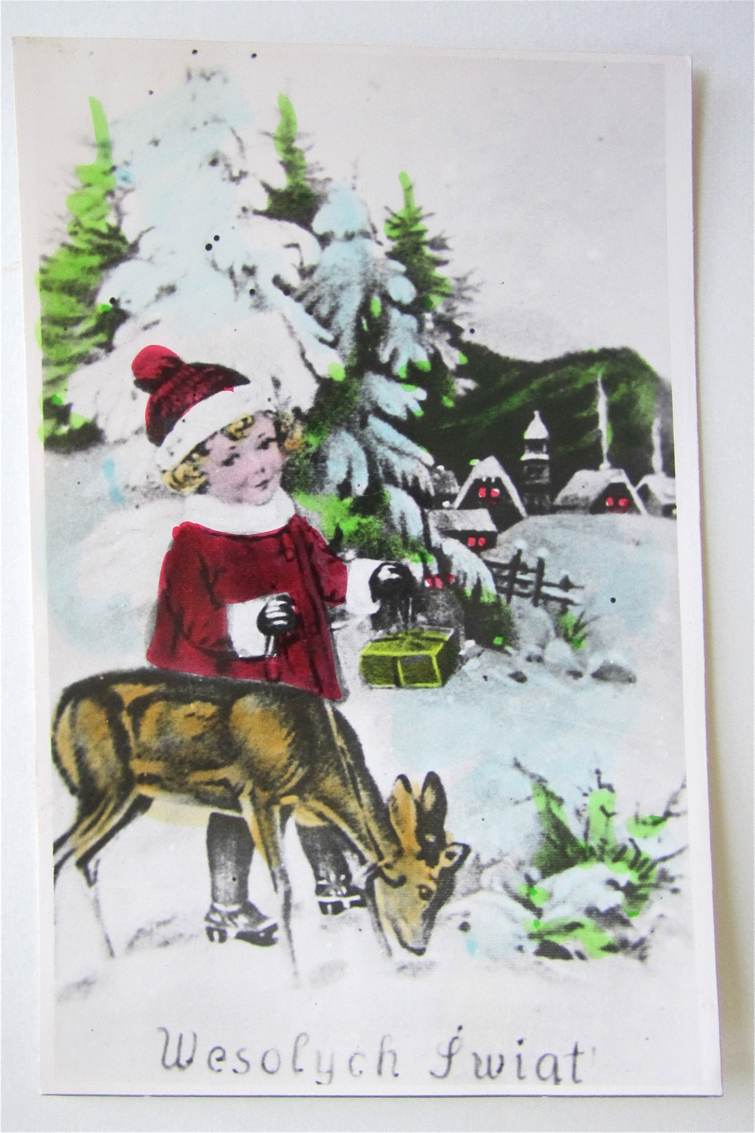 Little Girl Watching A Deer Postcard
