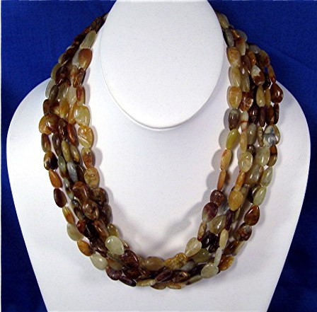 Agate Rock 6 Strand Necklace Sterling Silver Clasp