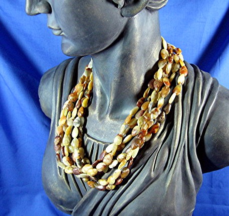 Agate Rock 6 Strand Necklace Sterling Silver Clasp