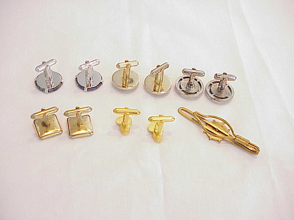 Cufflink Lot And St Christopher Tie Clasp - Lapis, Shriner
