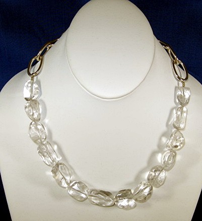 Crystal Quartz Necklace Silver Toggle Clasp.