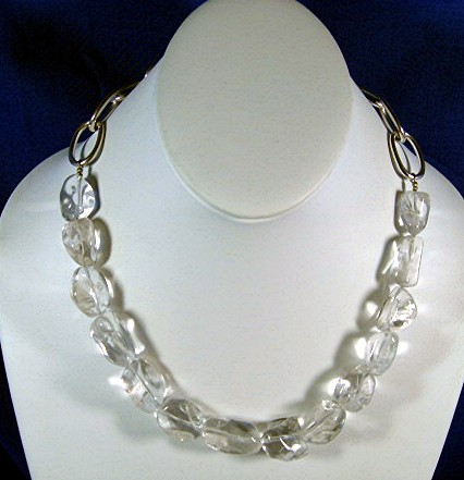 Crystal Quartz Necklace Silver Toggle Clasp.