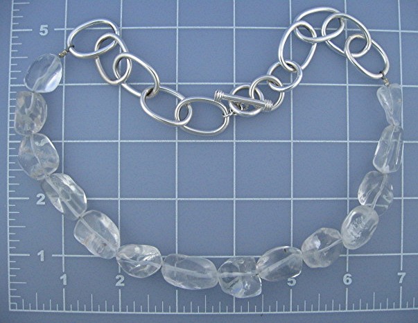 Crystal Quartz Necklace Silver Toggle Clasp.