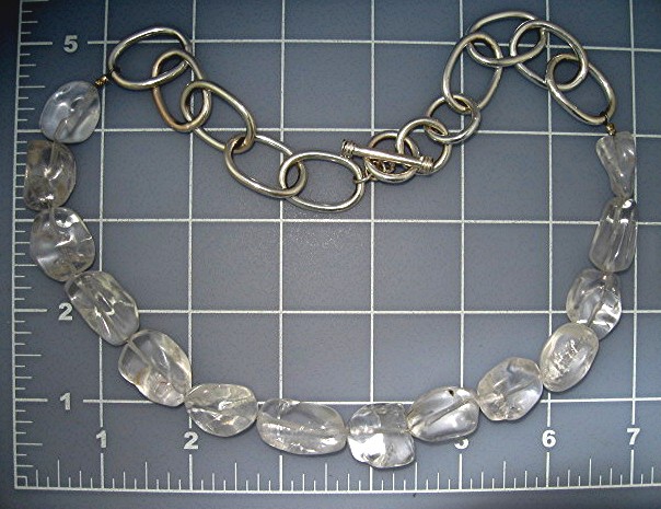 Crystal Quartz Necklace Silver Toggle Clasp.
