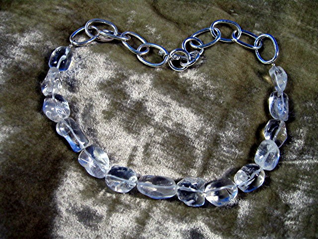 Crystal Quartz Necklace Silver Toggle Clasp.
