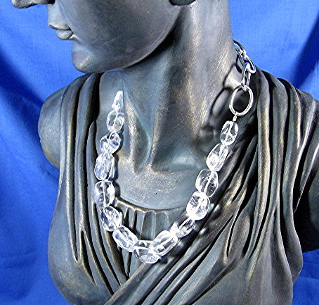 Crystal Quartz Necklace Silver Toggle Clasp.