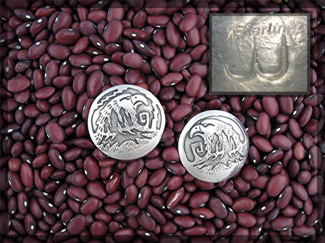 Navajo Sterling Silver Eagle Head Clip Earrings J Johns