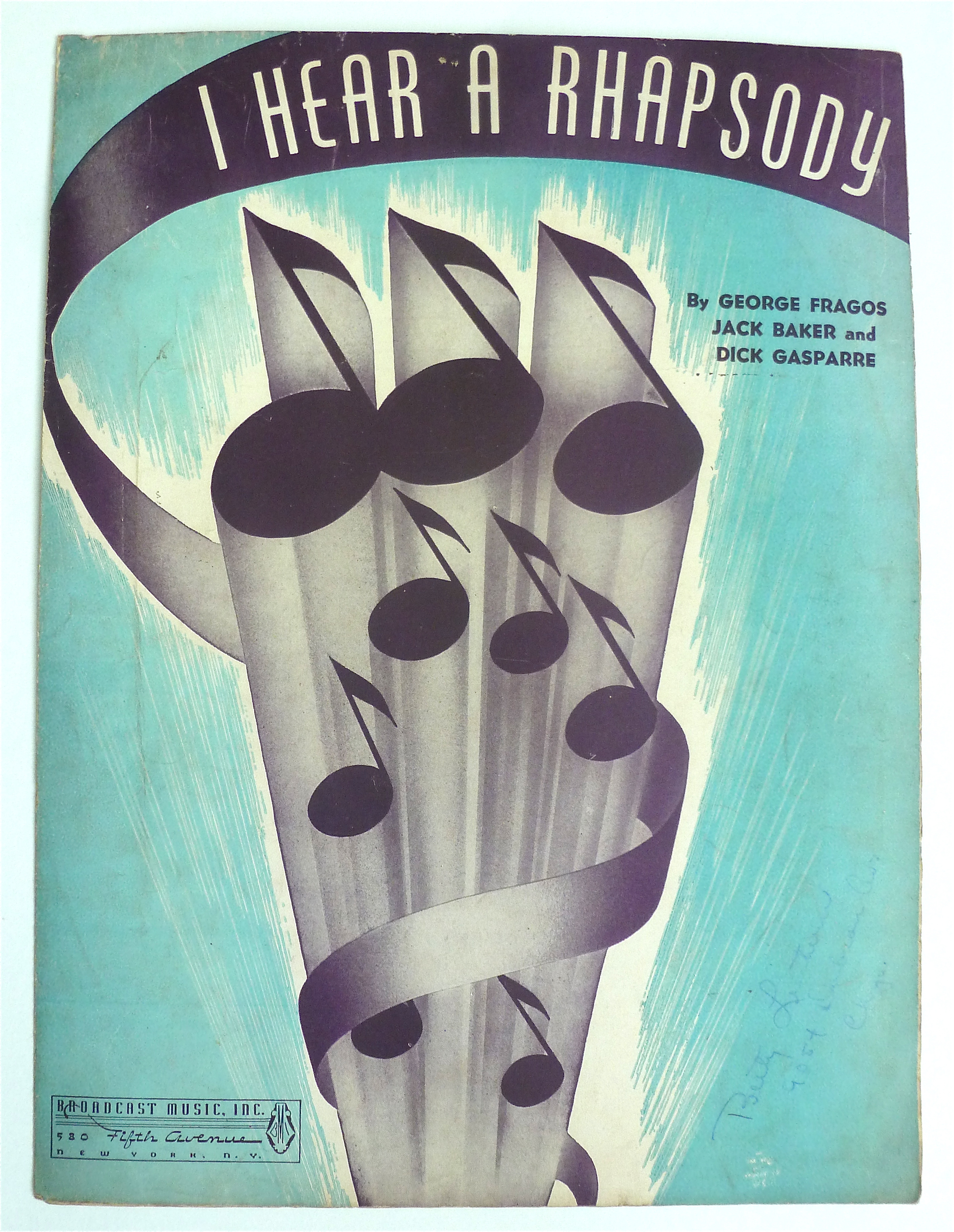 Sheet Music For 1940 I Hear A Rhapsody