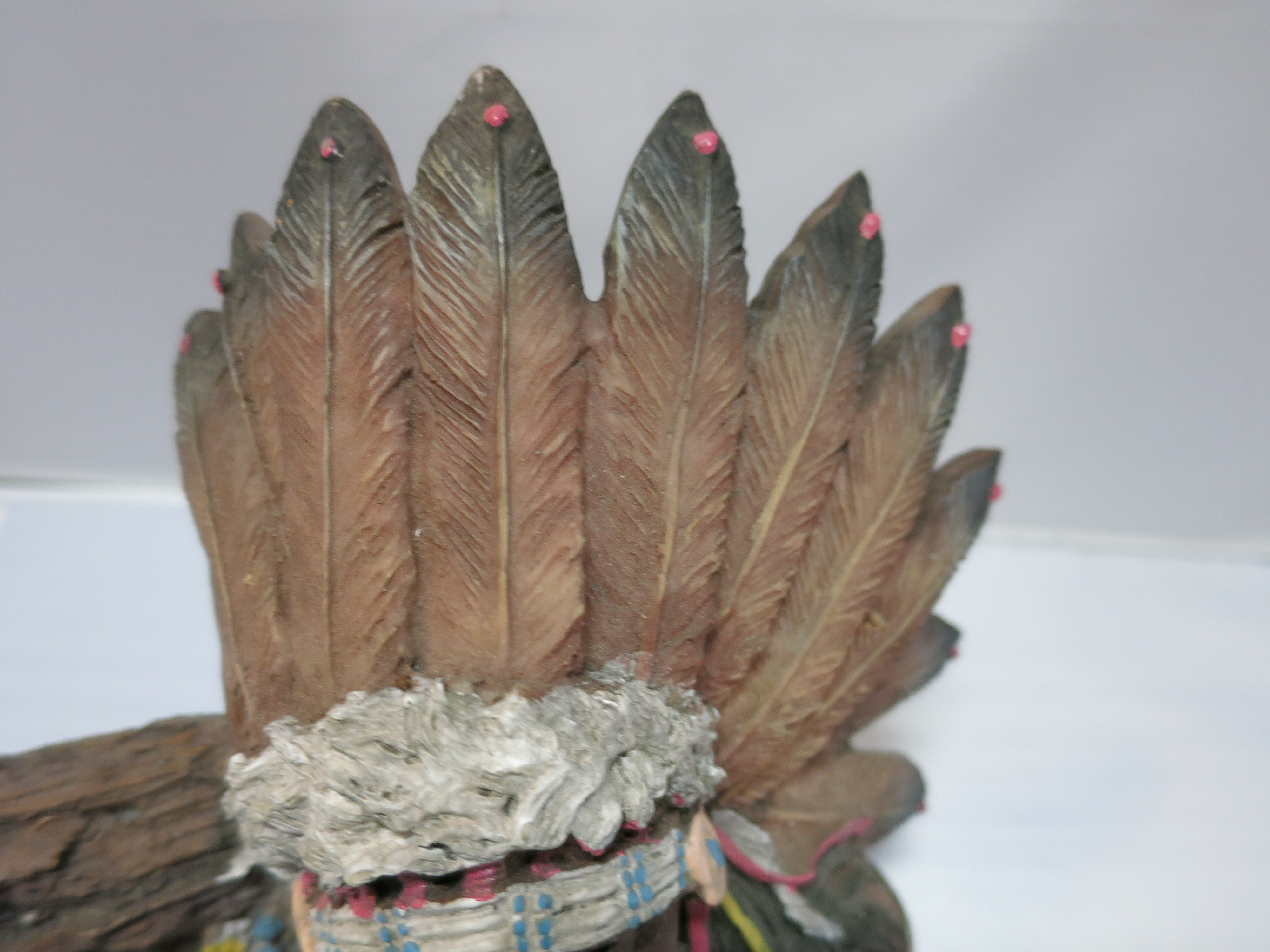 Vintage Indian Chief Figural Clock Quartz painted coldcast resin