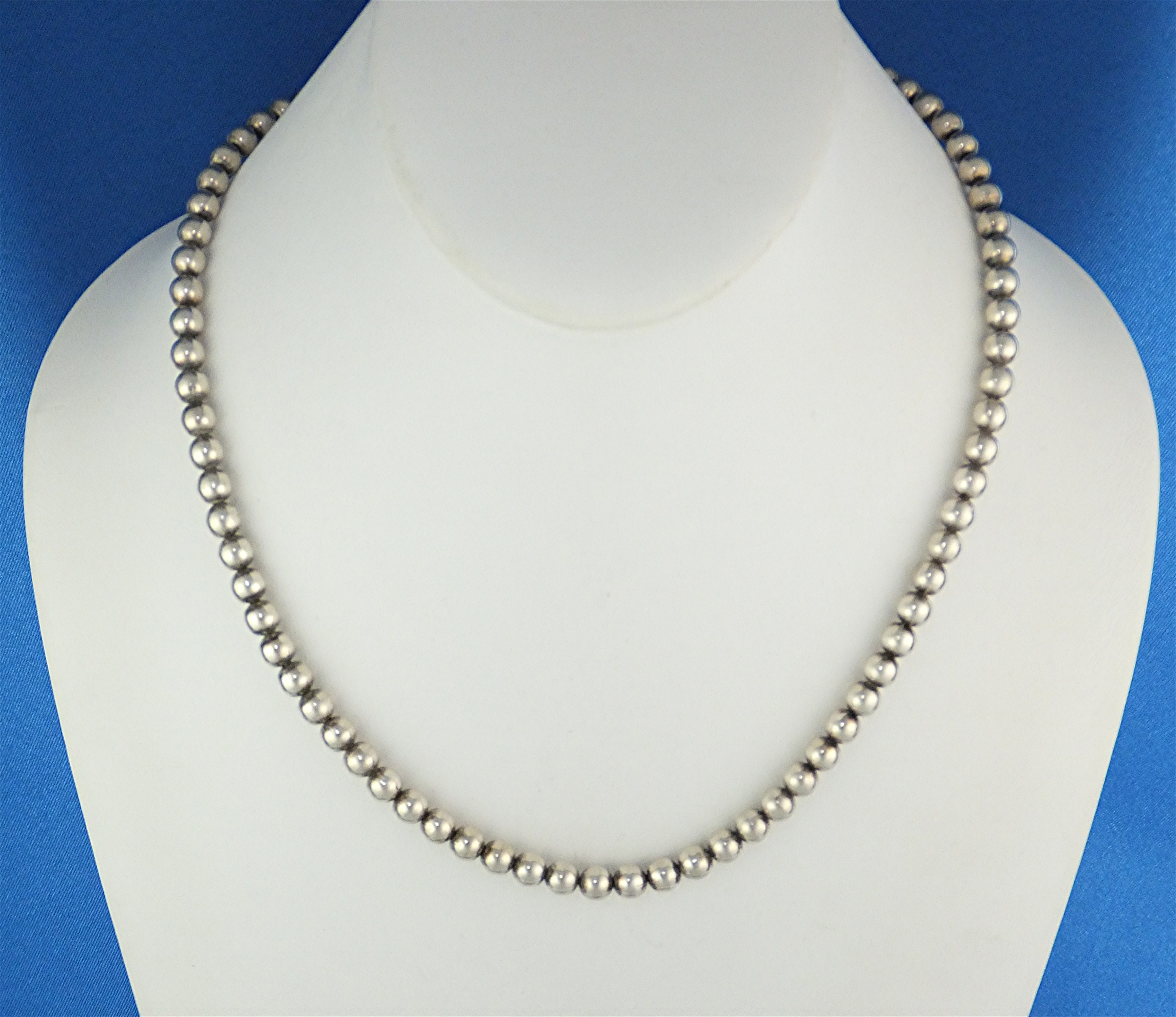 Necklace Sterling Silver 20 Inch Beads Italy
