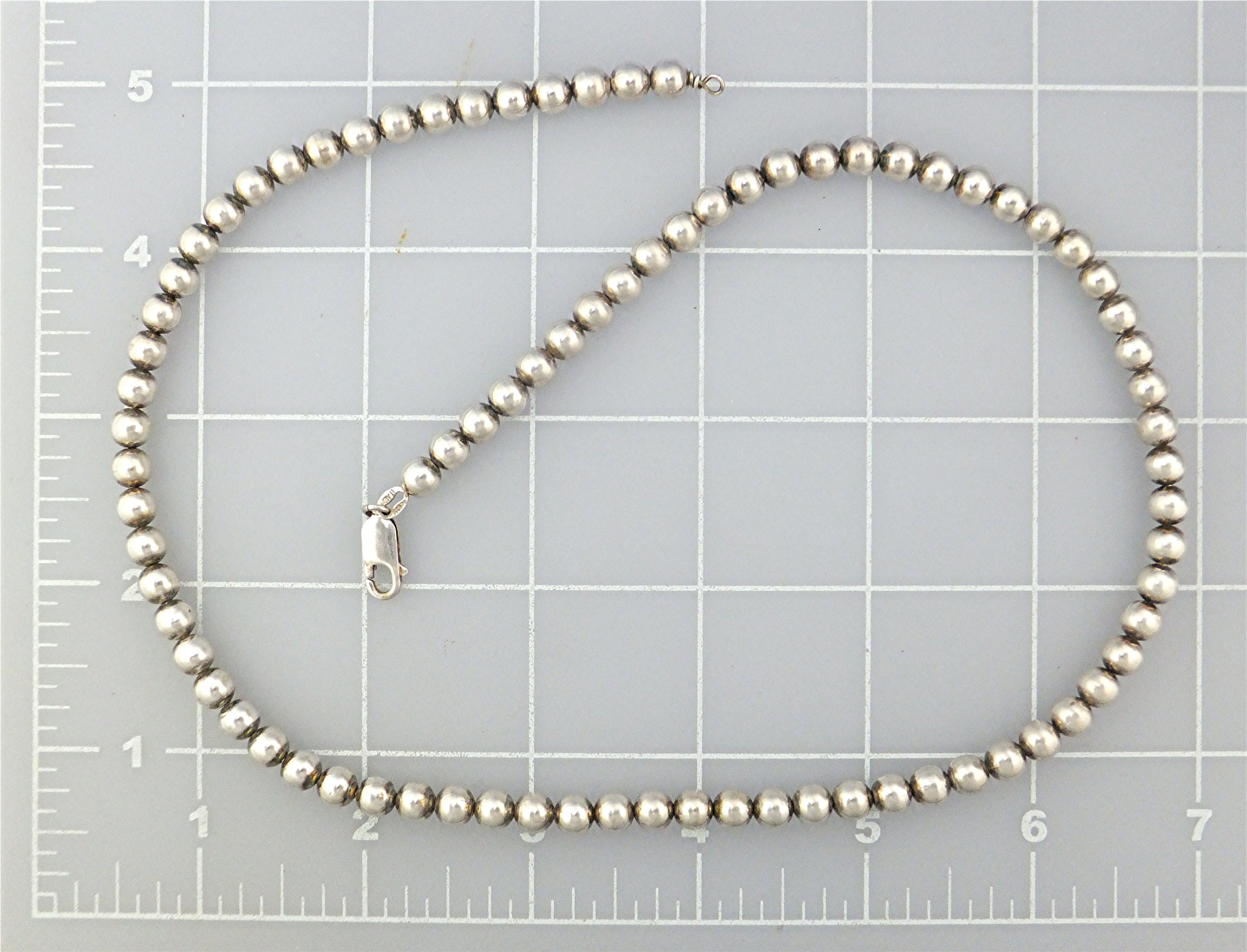 Necklace Sterling Silver 20 Inch Beads Italy