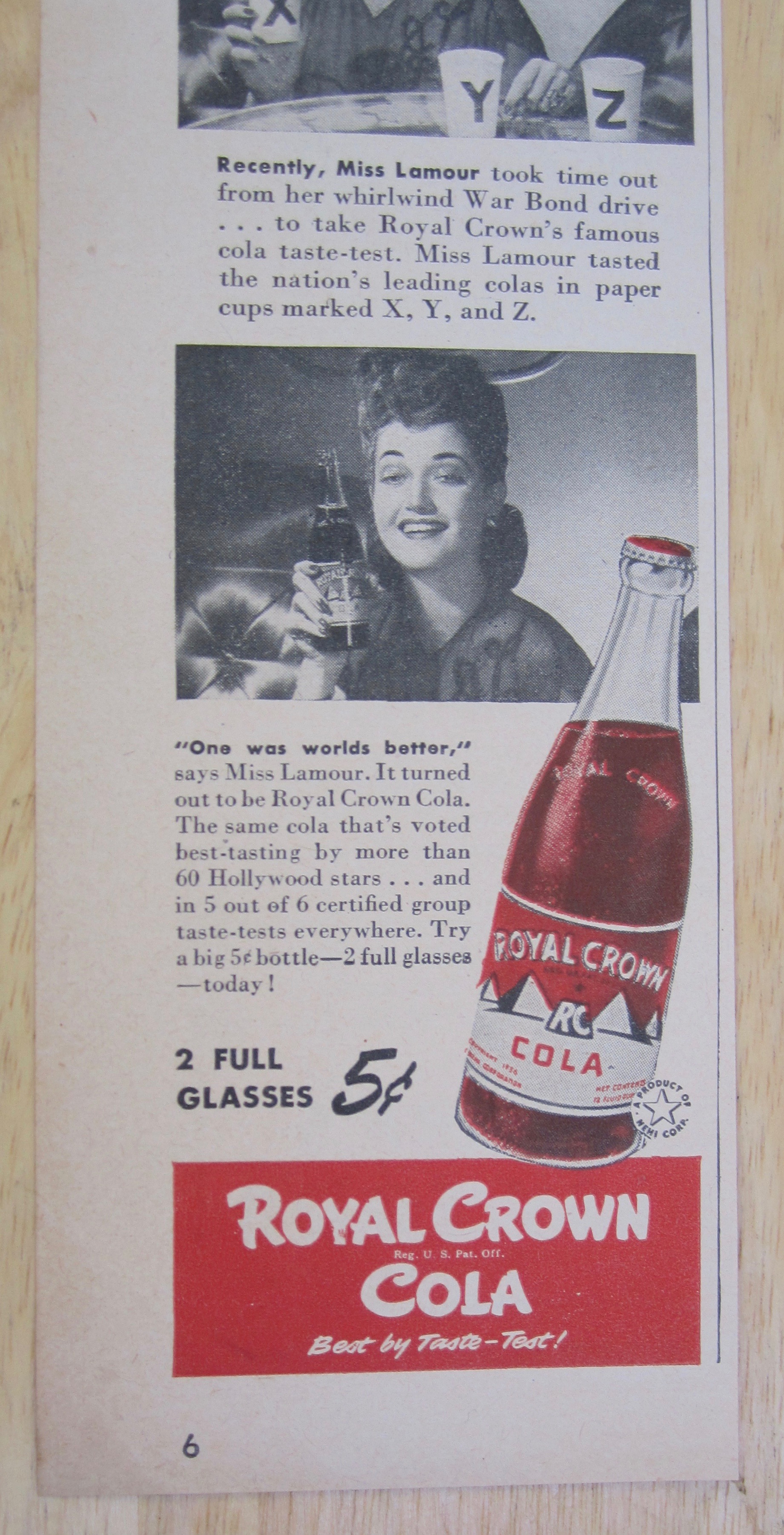 1942 Royal Crown Cola with Dorothy Lamour