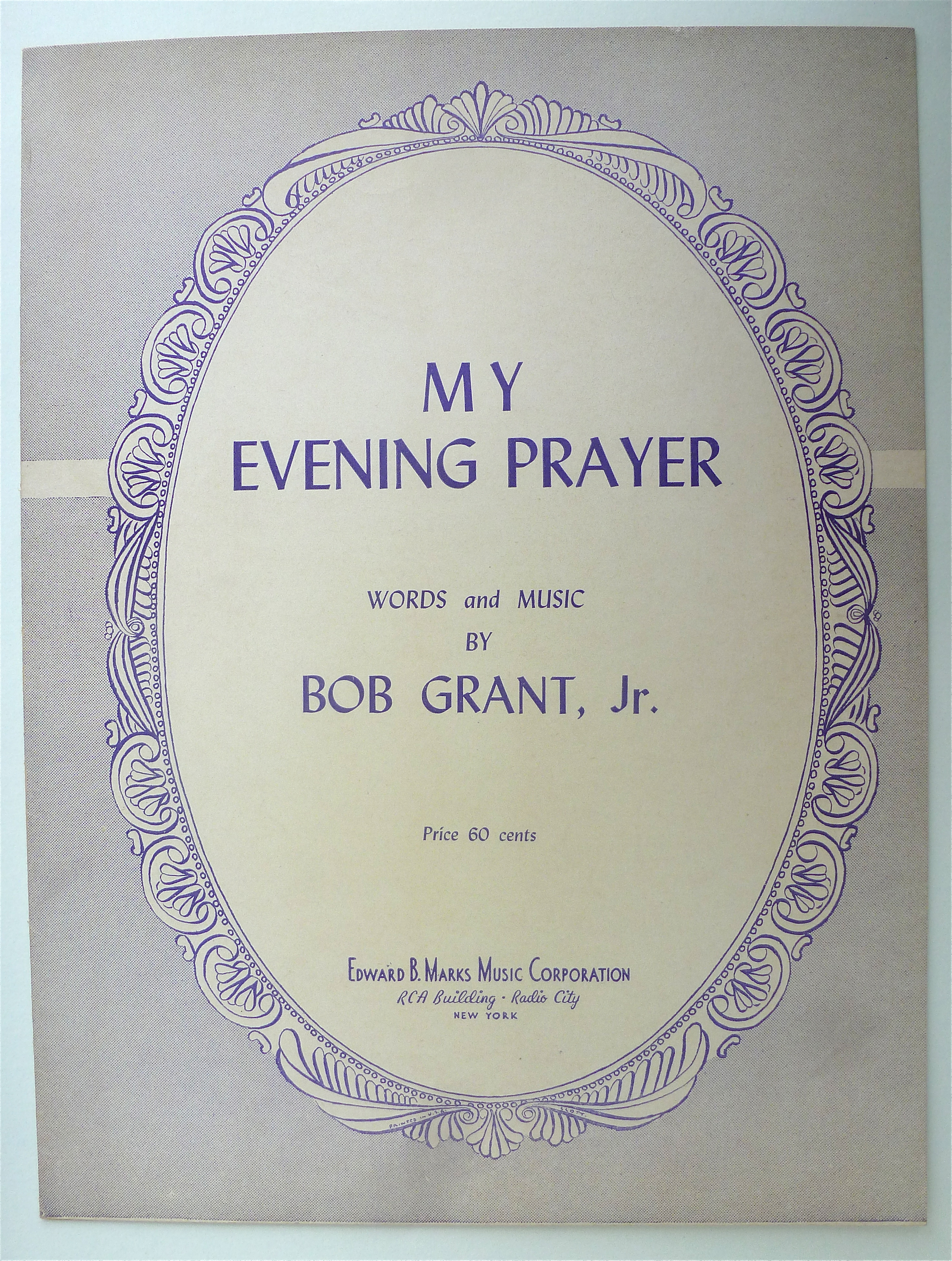 Sheet Music For 1951 My Evening Prayer