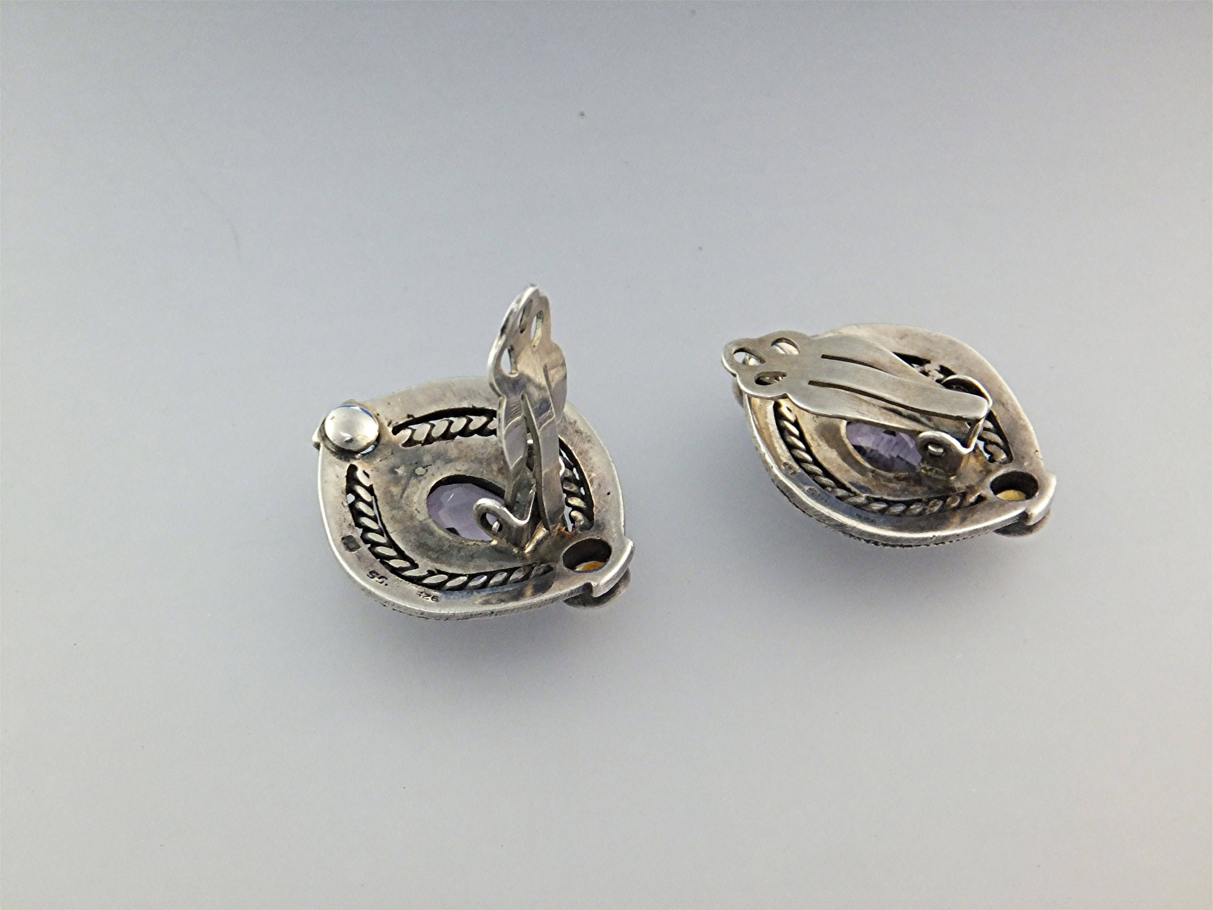 Earrings Sterling Silver Marquisite Amethyst Citrine Cl