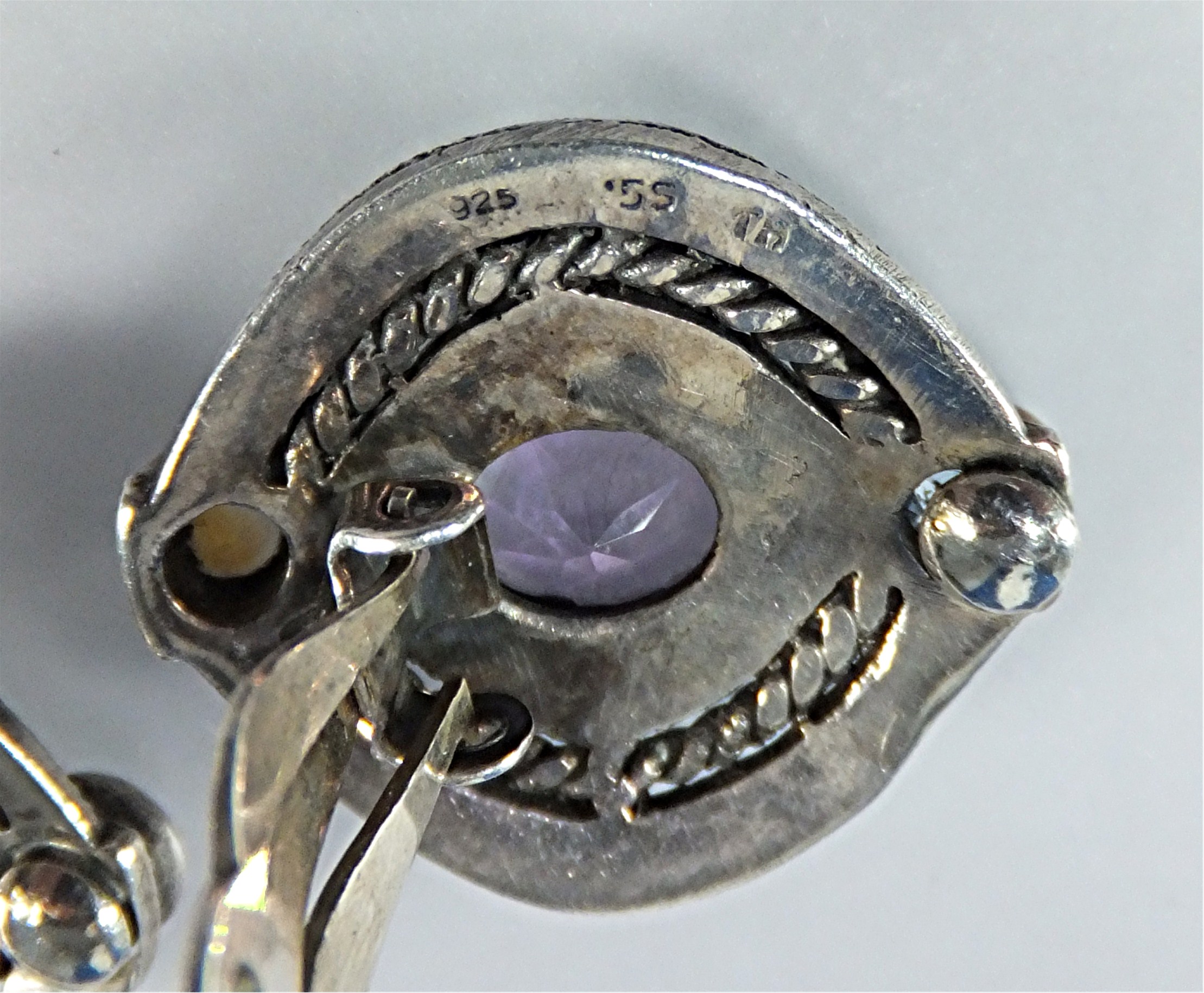 Earrings Sterling Silver Marquisite Amethyst Citrine Cl