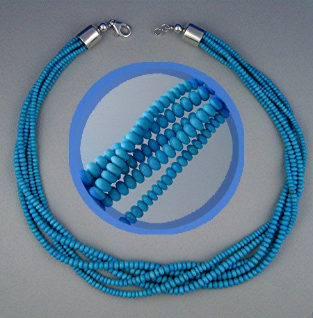Sleeping Beauty Turquoise 5 Strand Sterling Silver