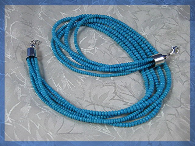 Sleeping Beauty Turquoise 5 Strand Sterling Silver