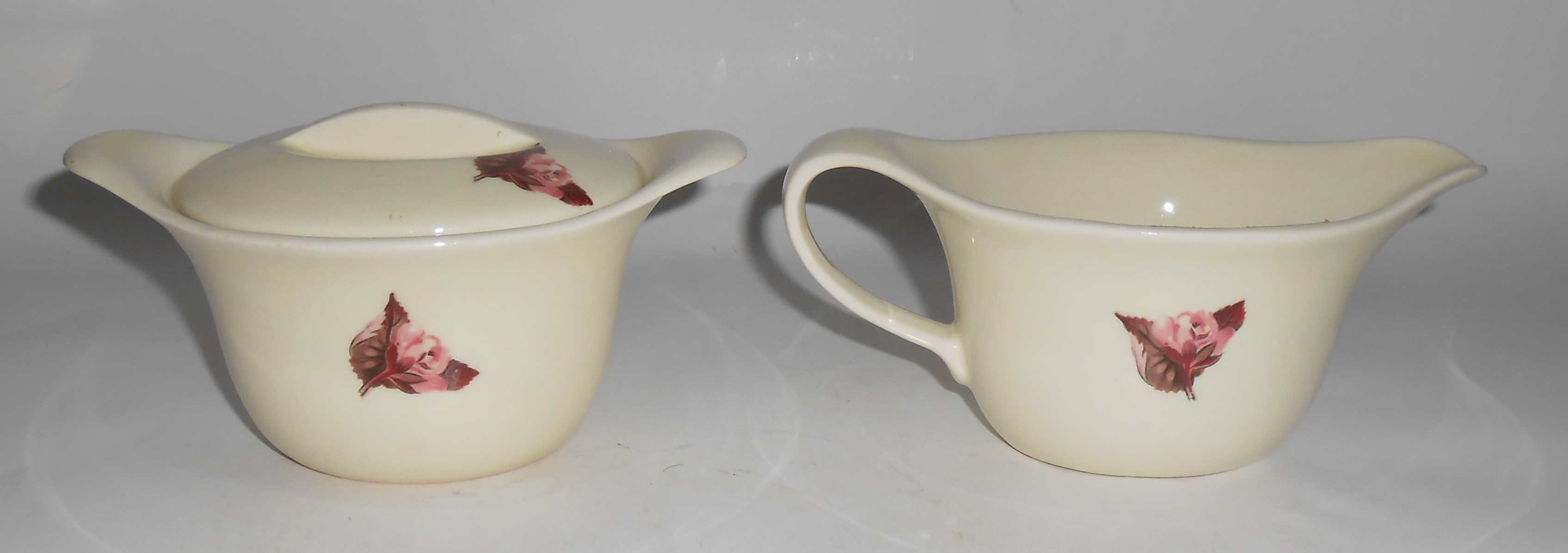 Steubenville Pottery Horizon Camellia Creamer/Sugar Set