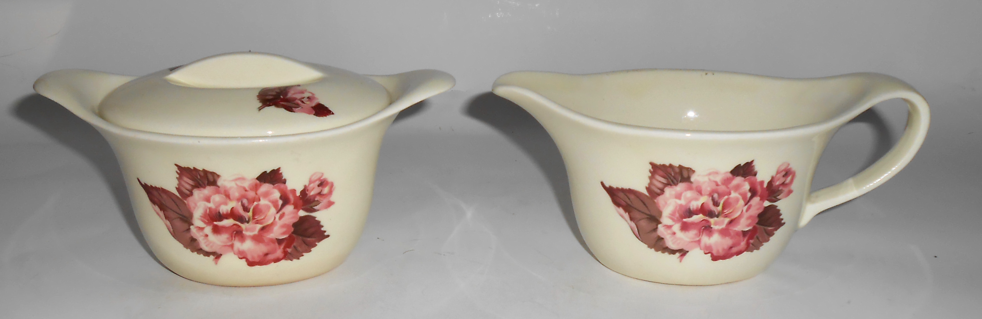 Steubenville Pottery Horizon Camellia Creamer/Sugar Set