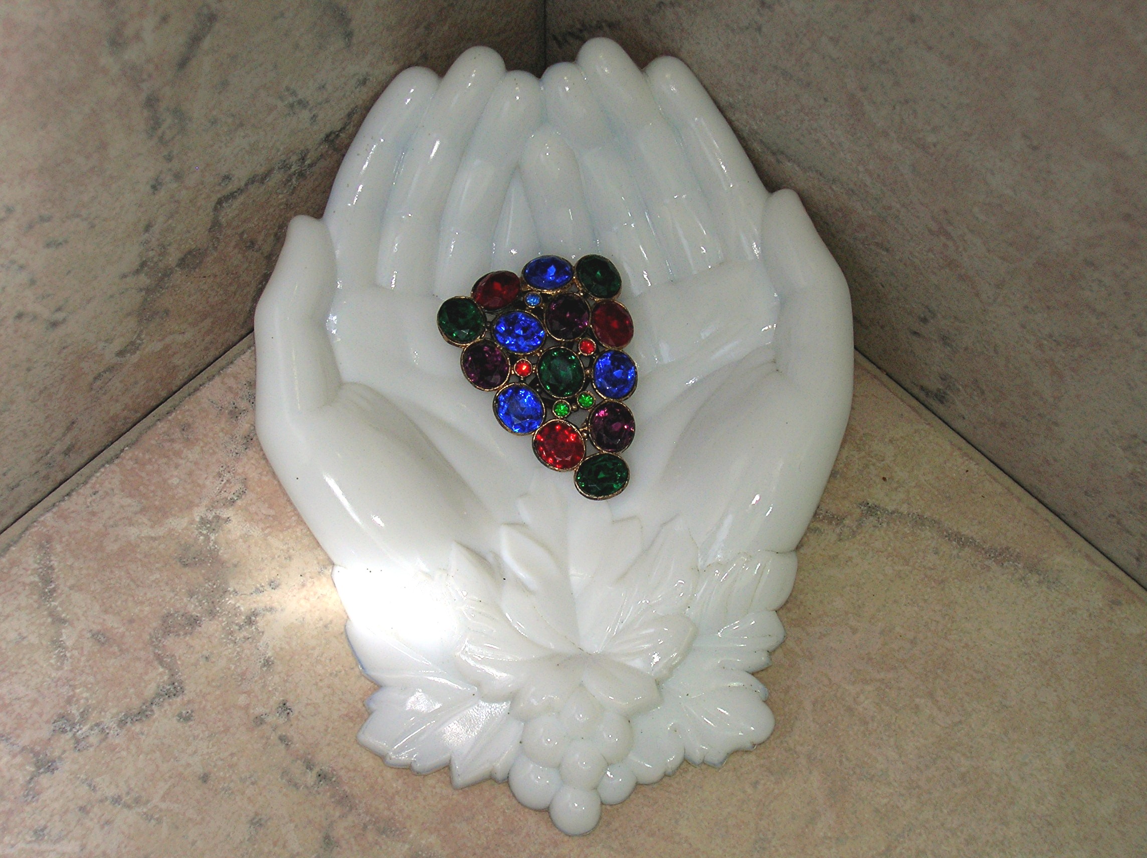 Dress Clip Multi Color Glass Pot Metal