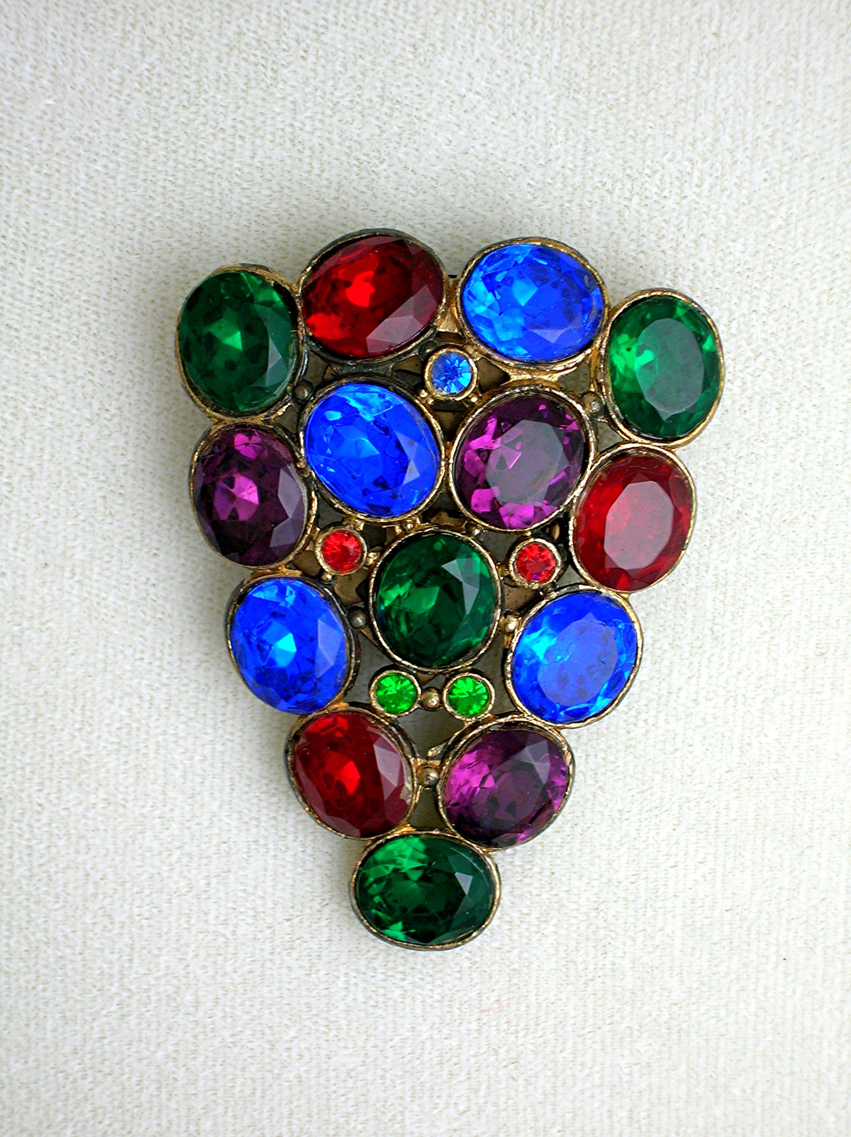 Dress Clip Multi Color Glass Pot Metal