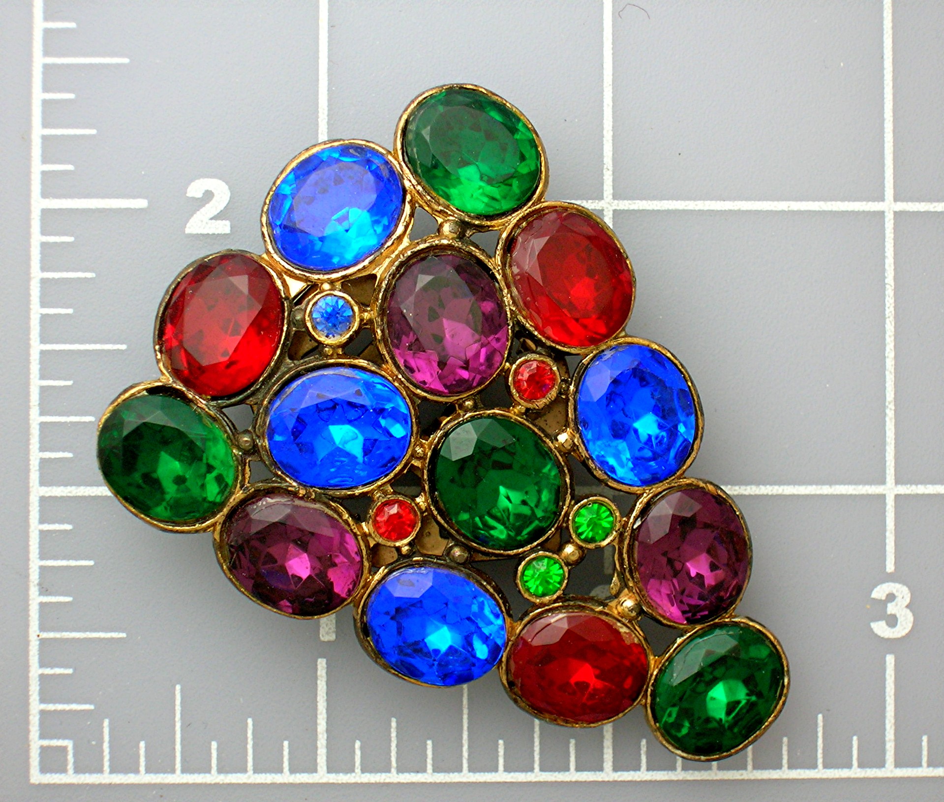 Dress Clip Multi Color Glass Pot Metal