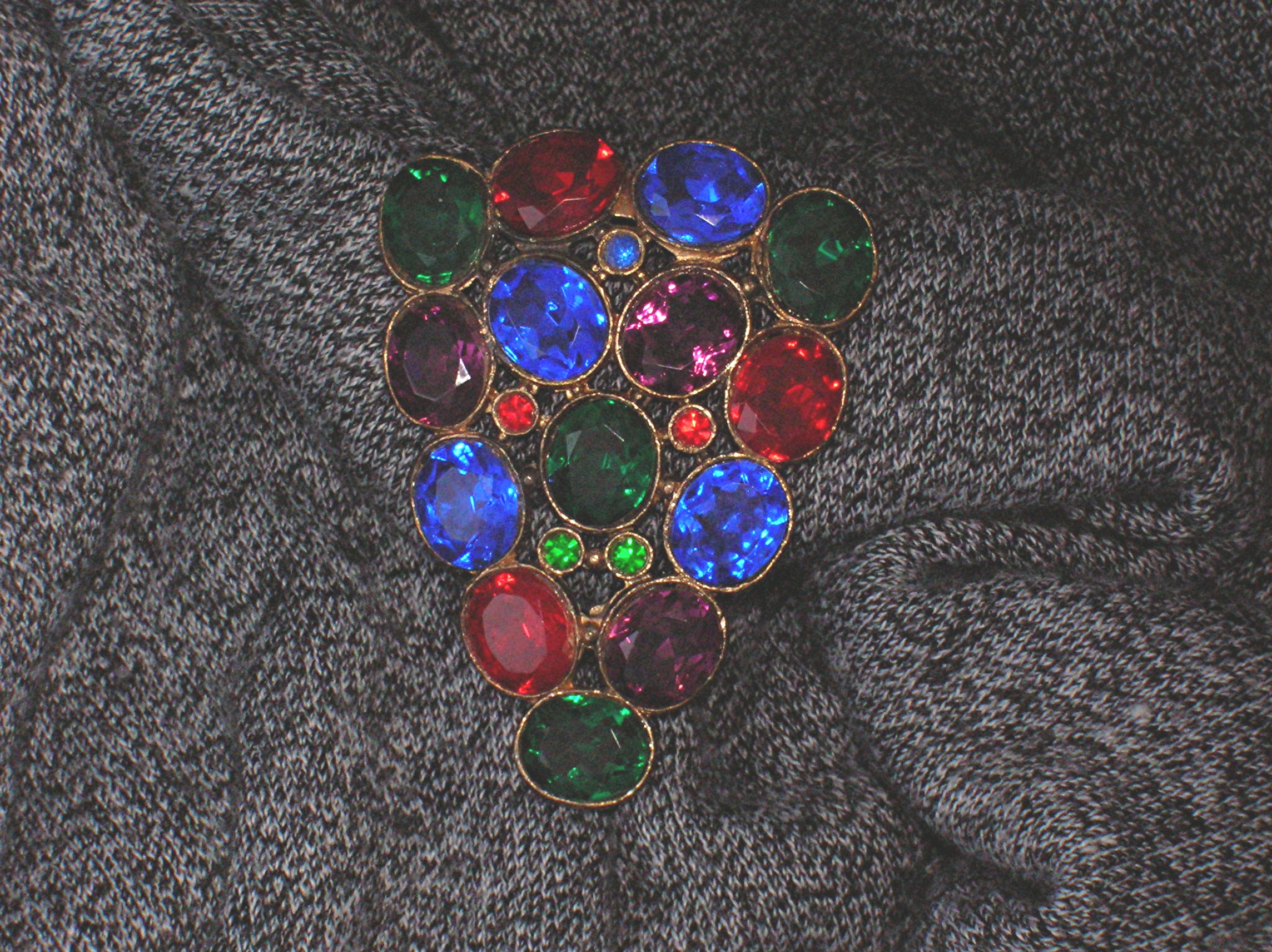 Dress Clip Multi Color Glass Pot Metal