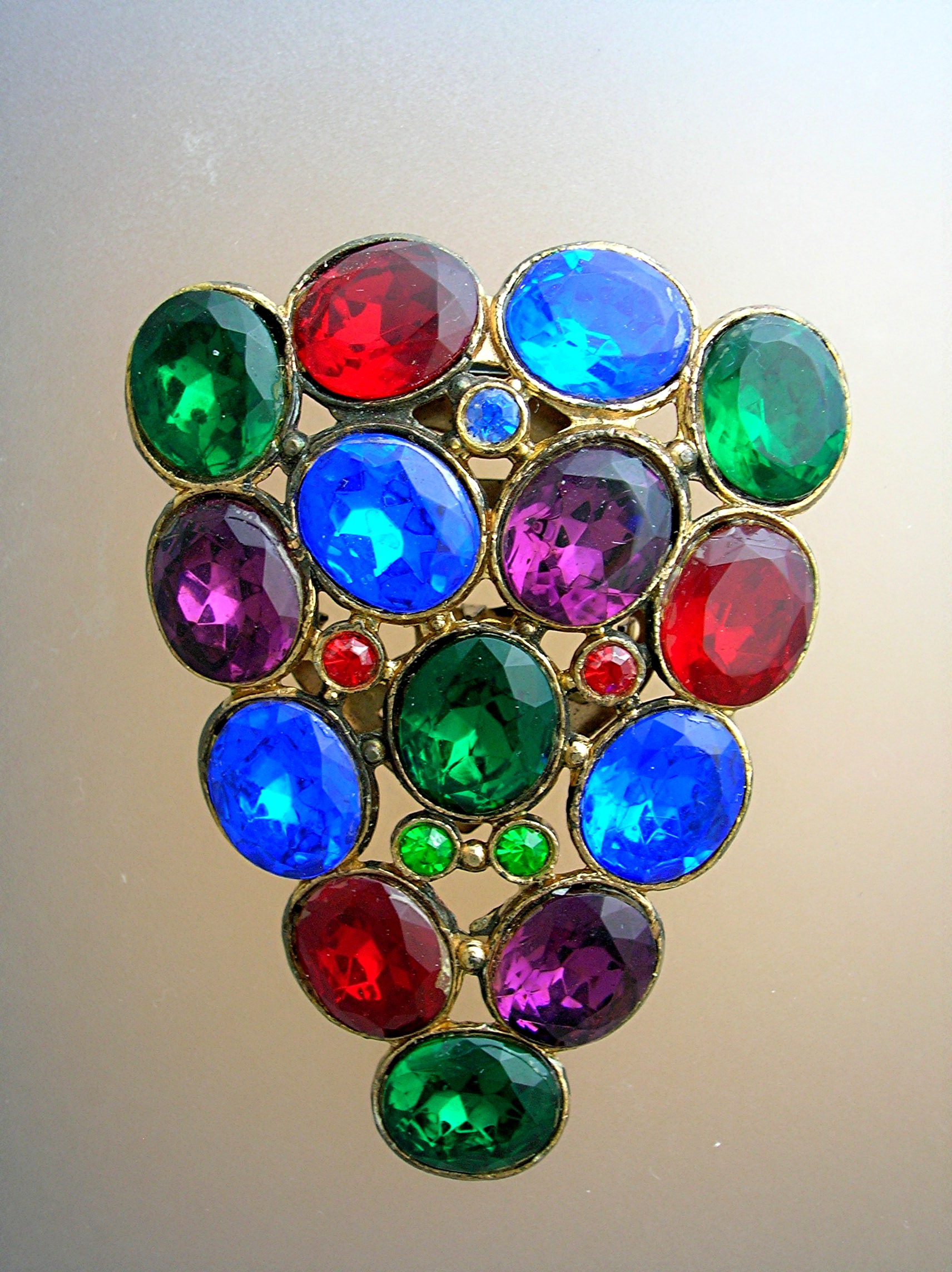 Dress Clip Multi Color Glass Pot Metal
