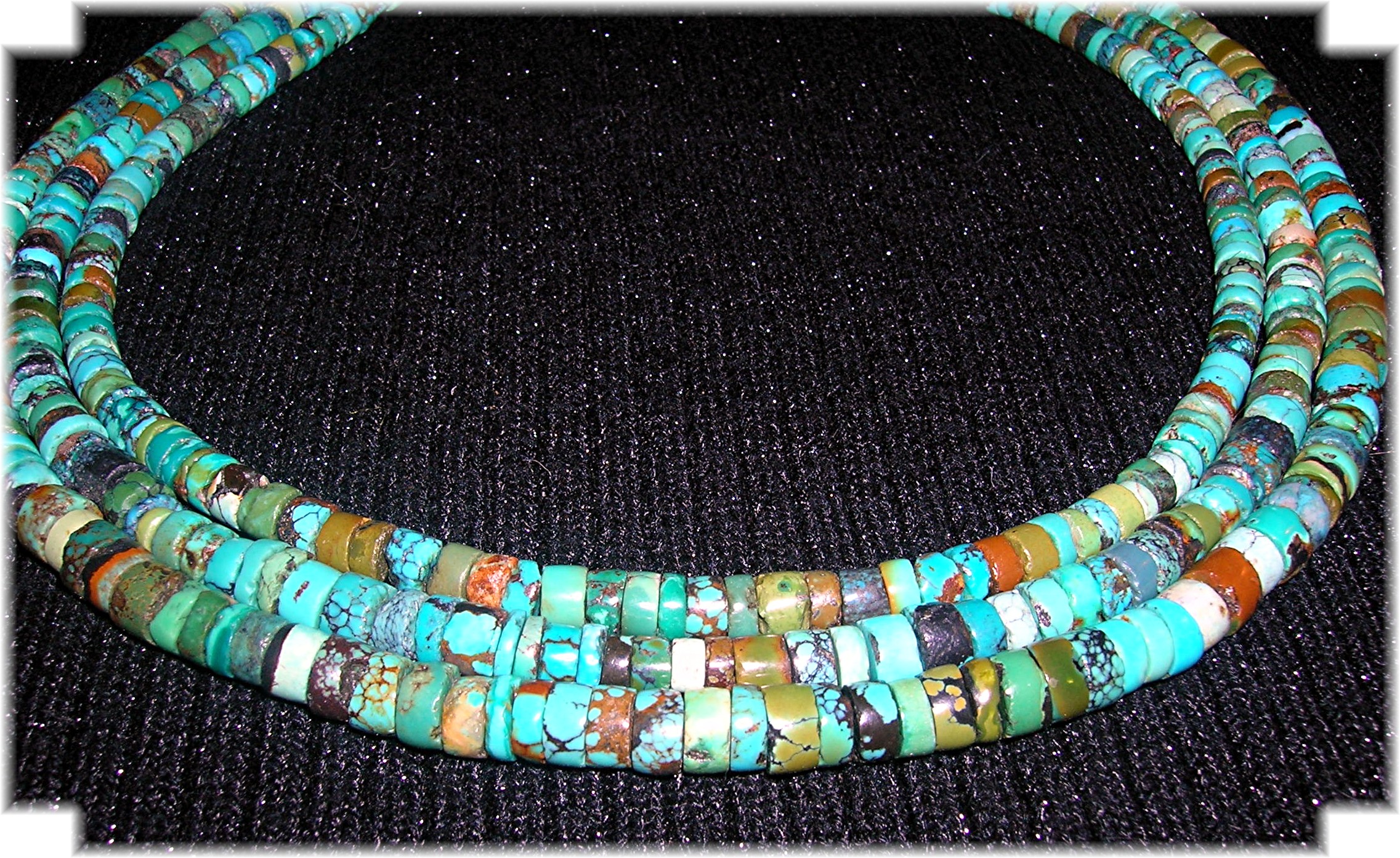 18 Inch Graduated Turquoise 3 Row Necklace