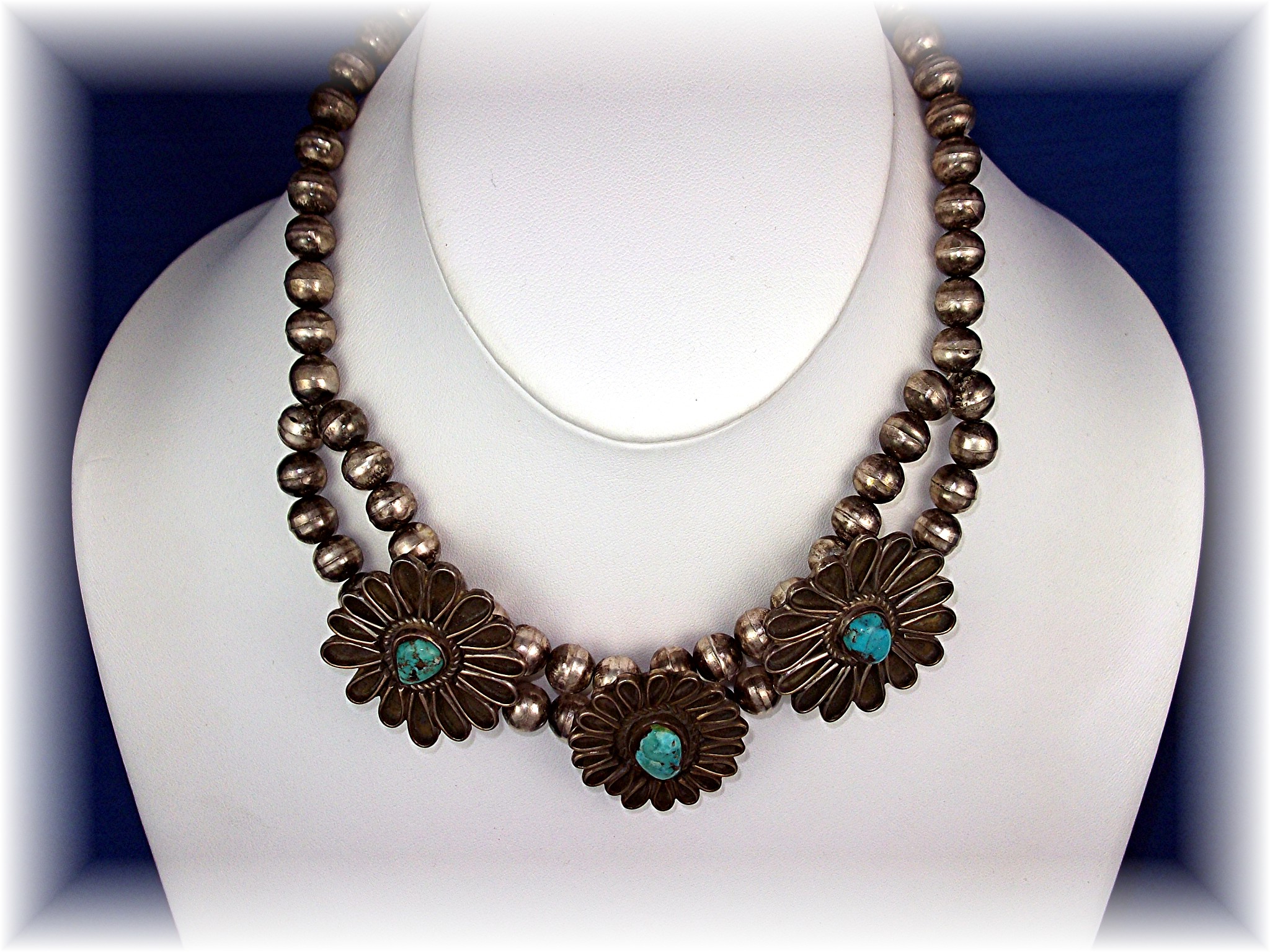 Necklace Silver Turquoise Native American 78