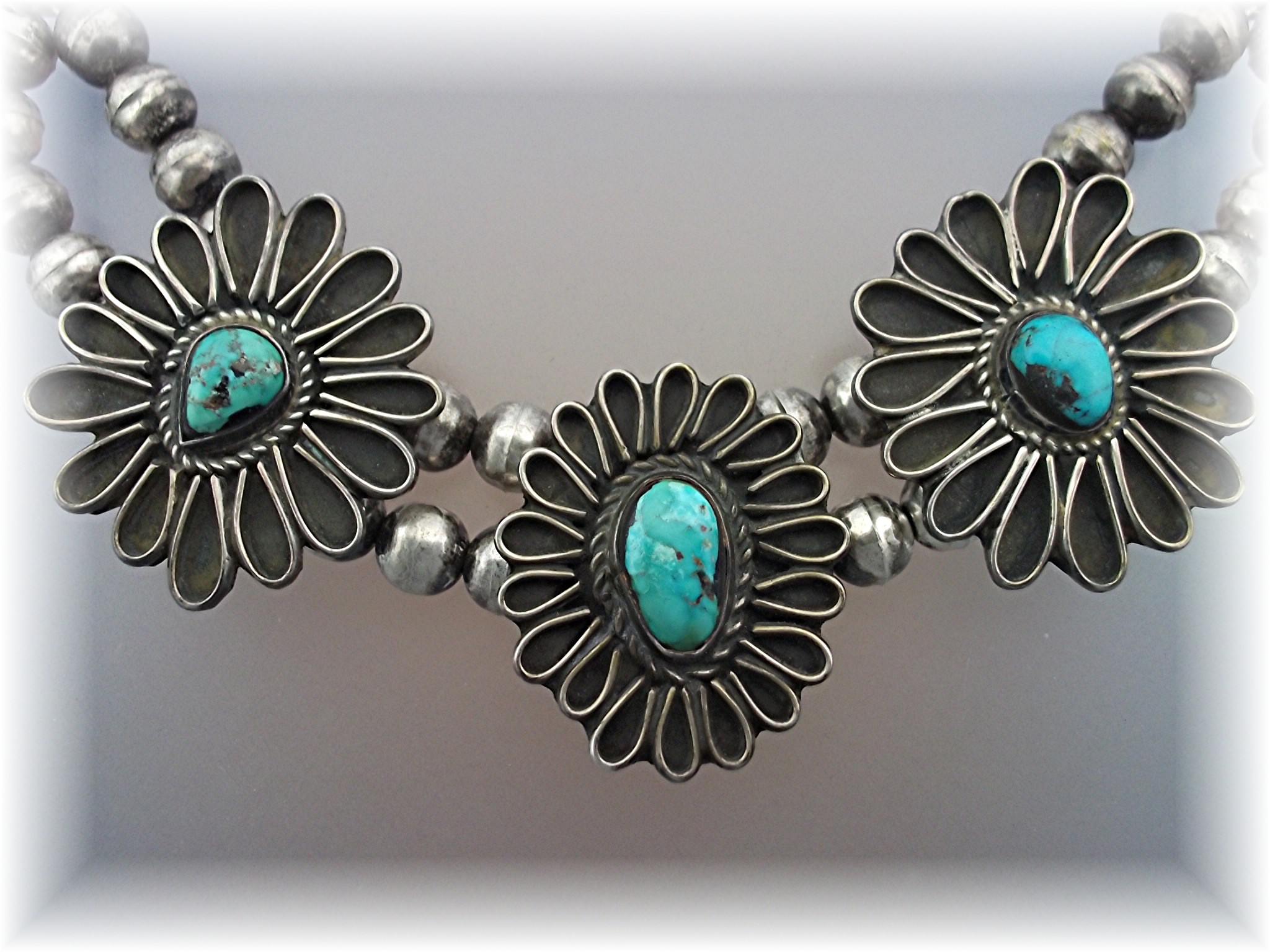 Necklace Silver Turquoise Native American 78