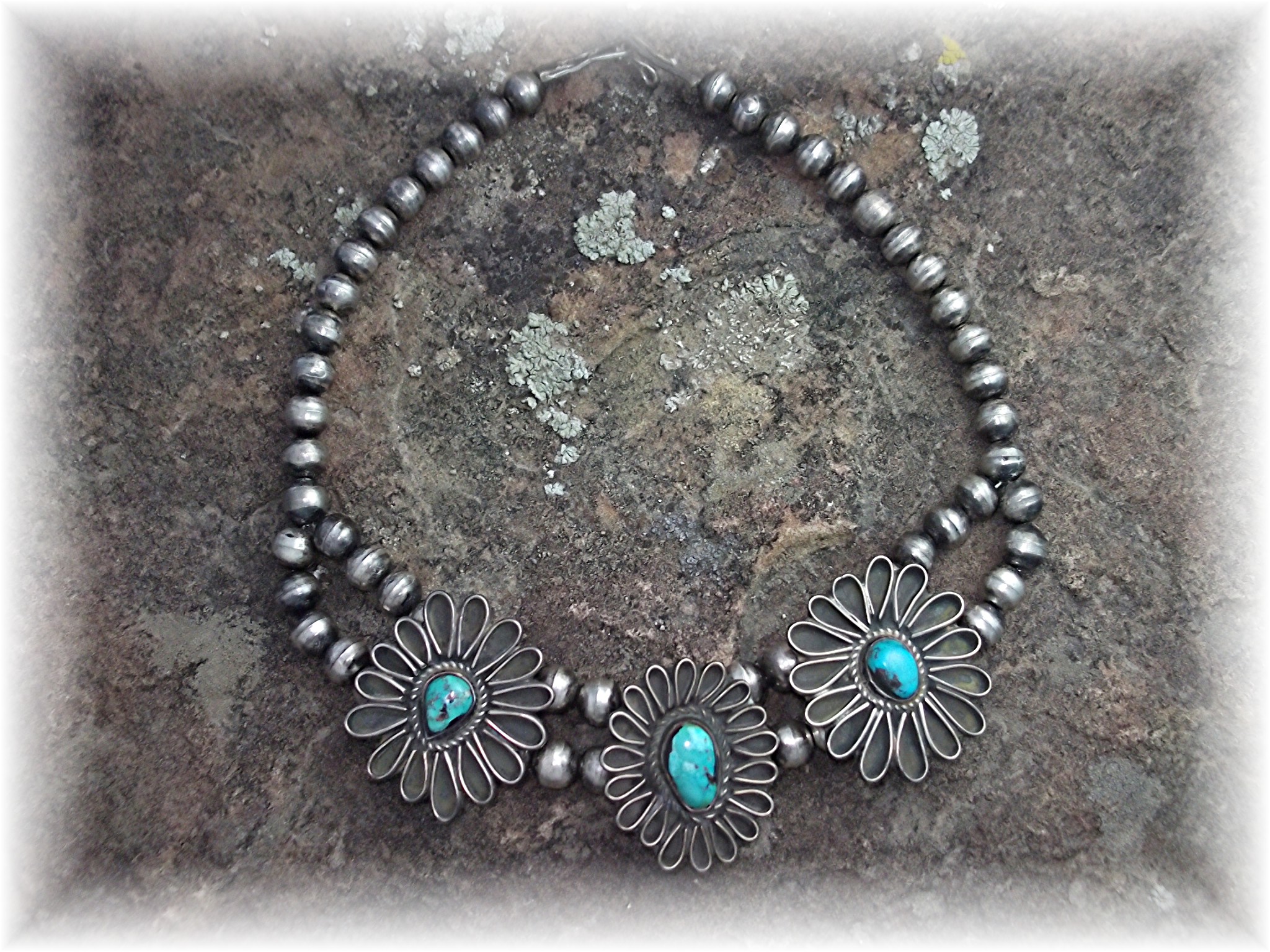 Necklace Silver Turquoise Native American 78