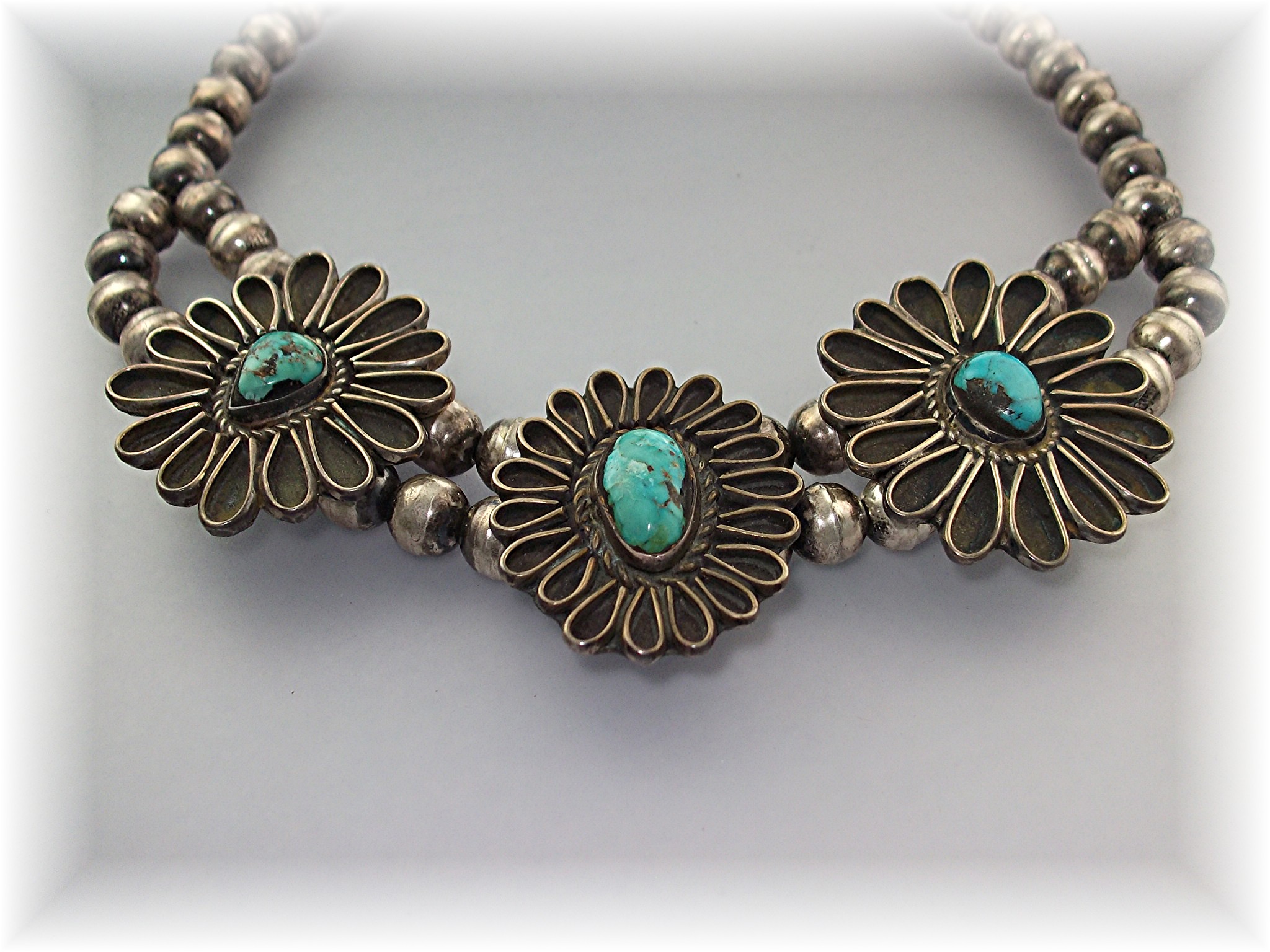 Necklace Silver Turquoise Native American 78