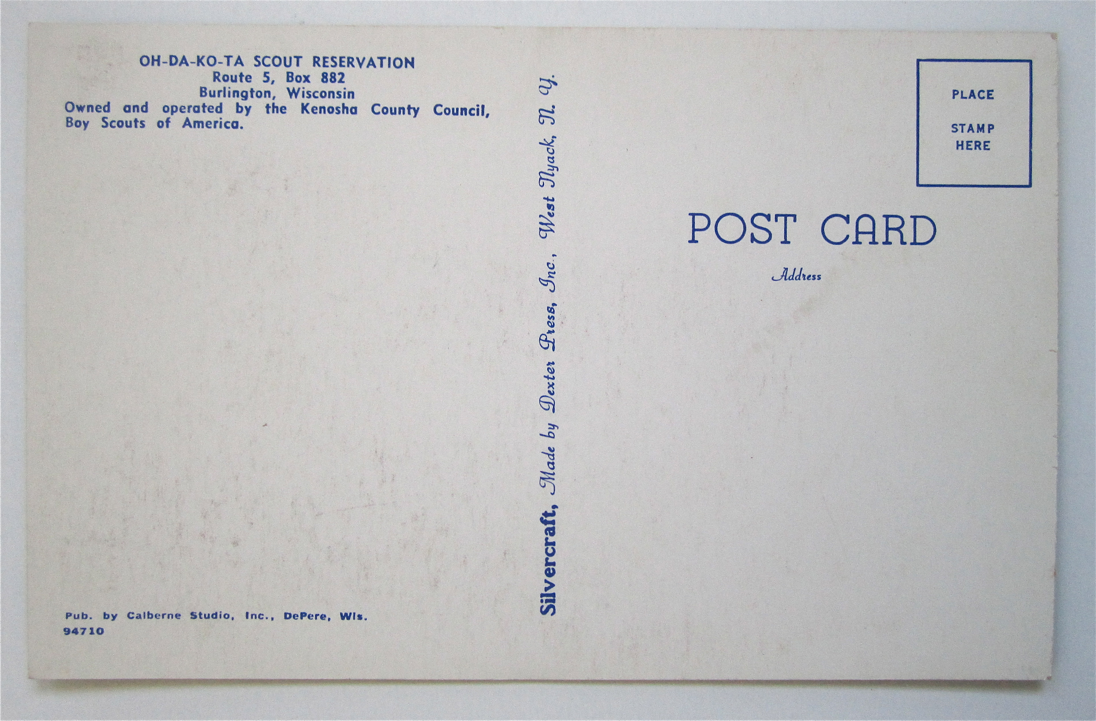 Oh Da Ko Ta Scout Reservation Postcard