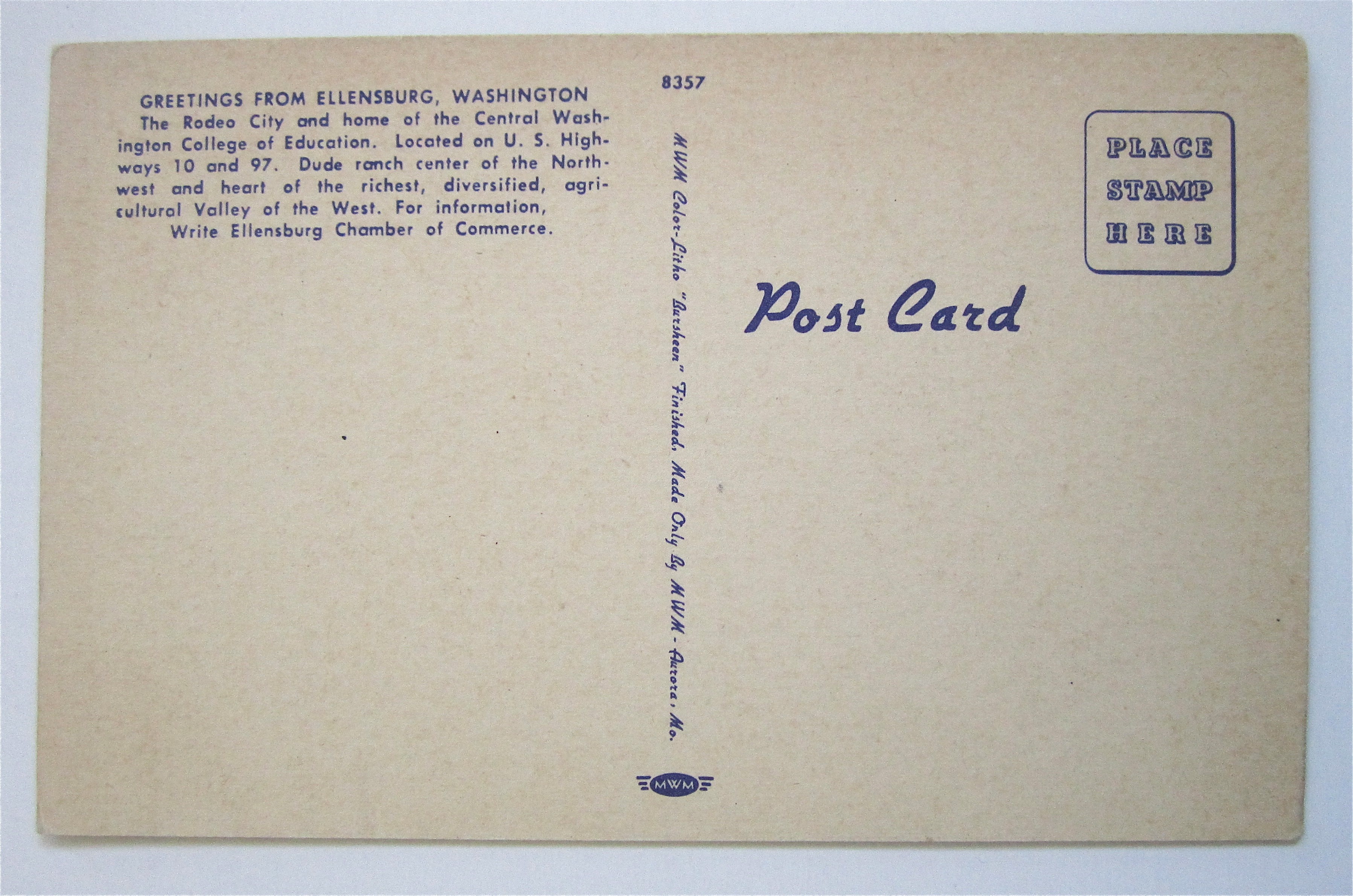 Ellensburg, Wasington Rodeo & College Postcard