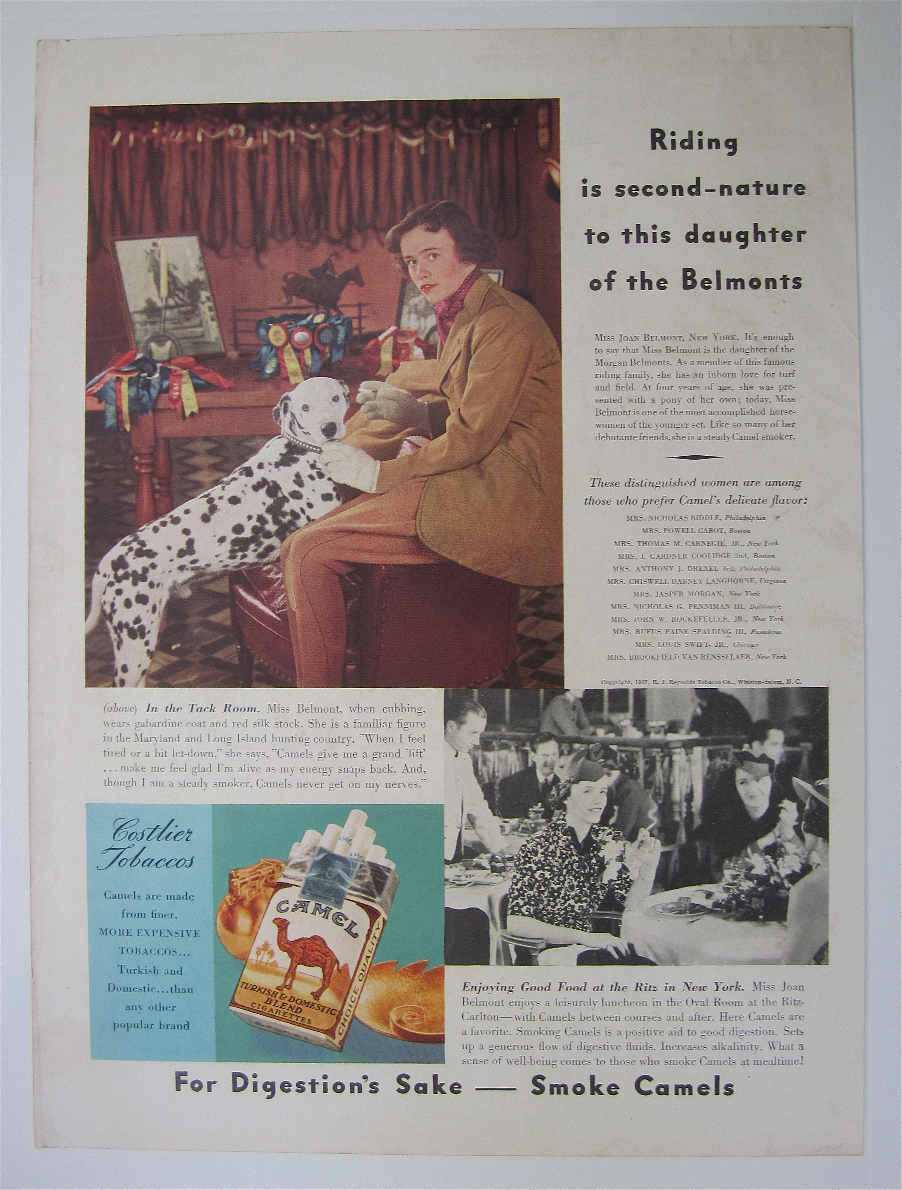 1937 Camel Cigarettes with Miss Joan Belmont
