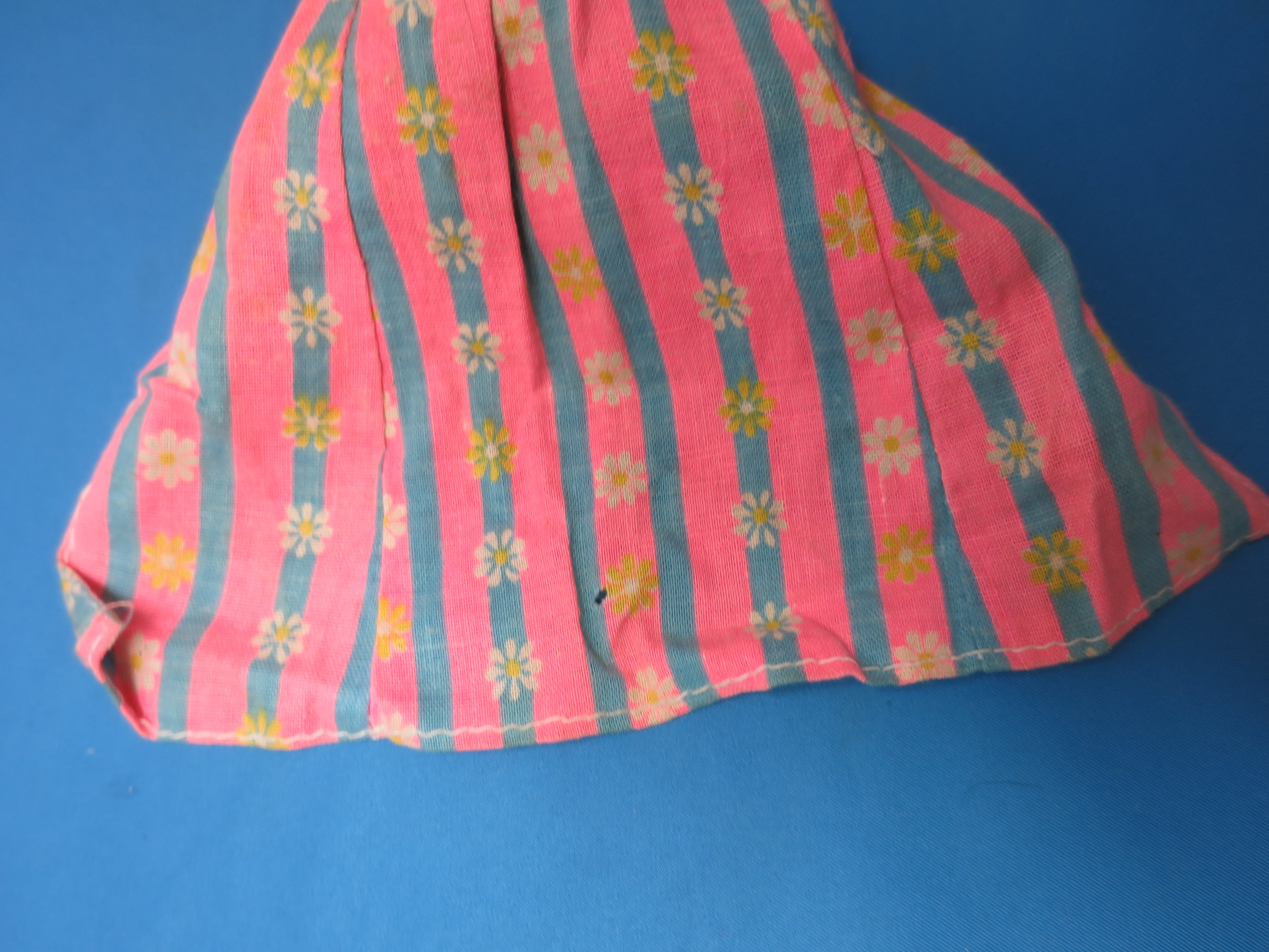 Barbie Doll Long Hooded Cape pink blue with yellow white flowers
