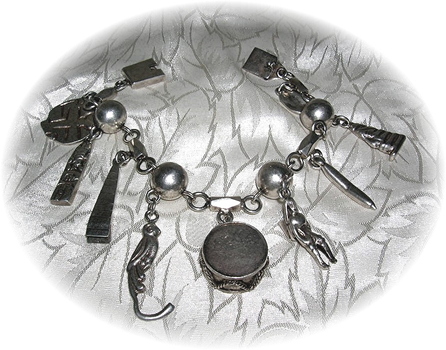 Bracelet Sterling Silver Mexican 9 Charm YM