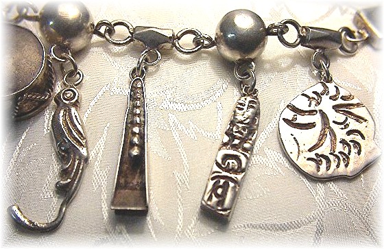 Bracelet Sterling Silver Mexican 9 Charm YM