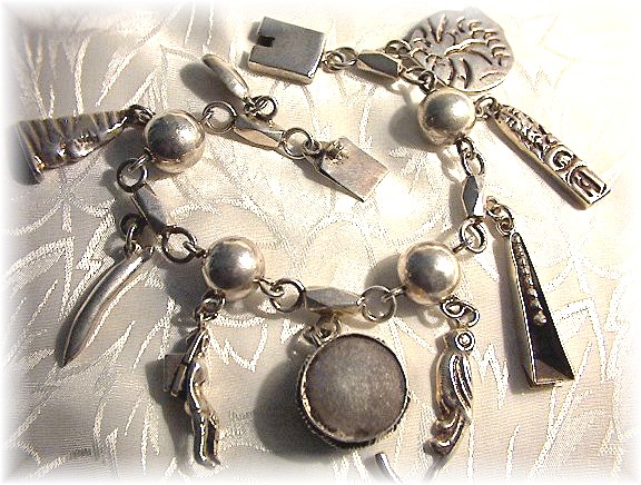 Bracelet Sterling Silver Mexican 9 Charm YM