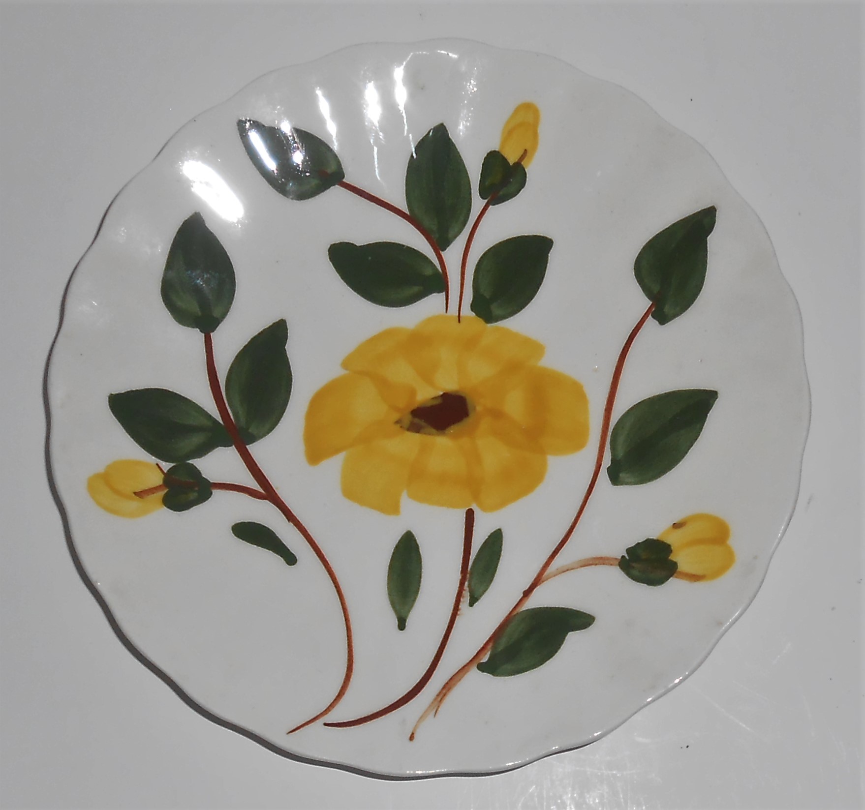 Blue Ridge Pottery Yellow Rock Rose Bread Plate